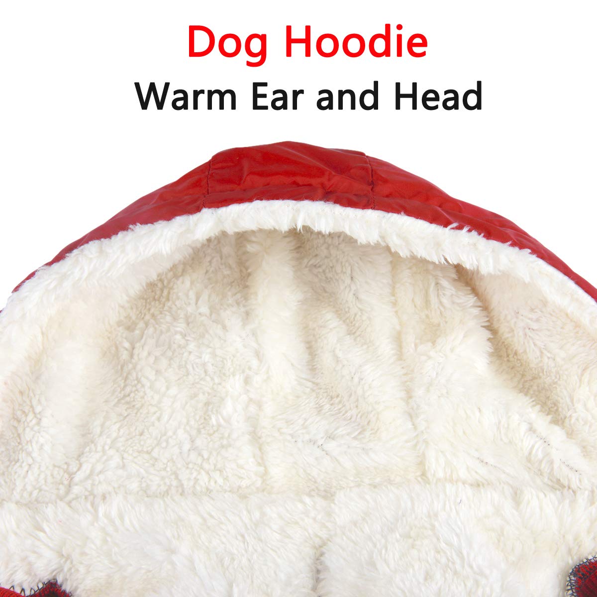 Vecomfy Fleece Lining Extra Warm Dog Hoodie In Winter For Large Dogs Jacket Pet Coats With Hooded,Red Xxxl