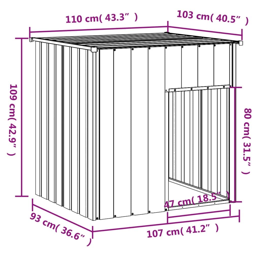 vidaXL Dog House with Roof Anthracite 43.3x40.6x42.9 Galvanized Steel