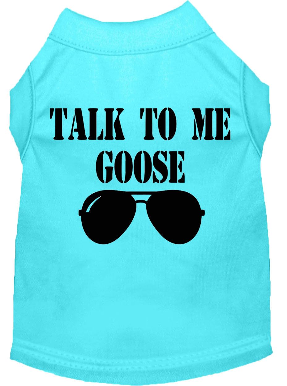 Pet Dog & Cat Shirt Screen Printed, "Talk To Me Goose" Aqua L
