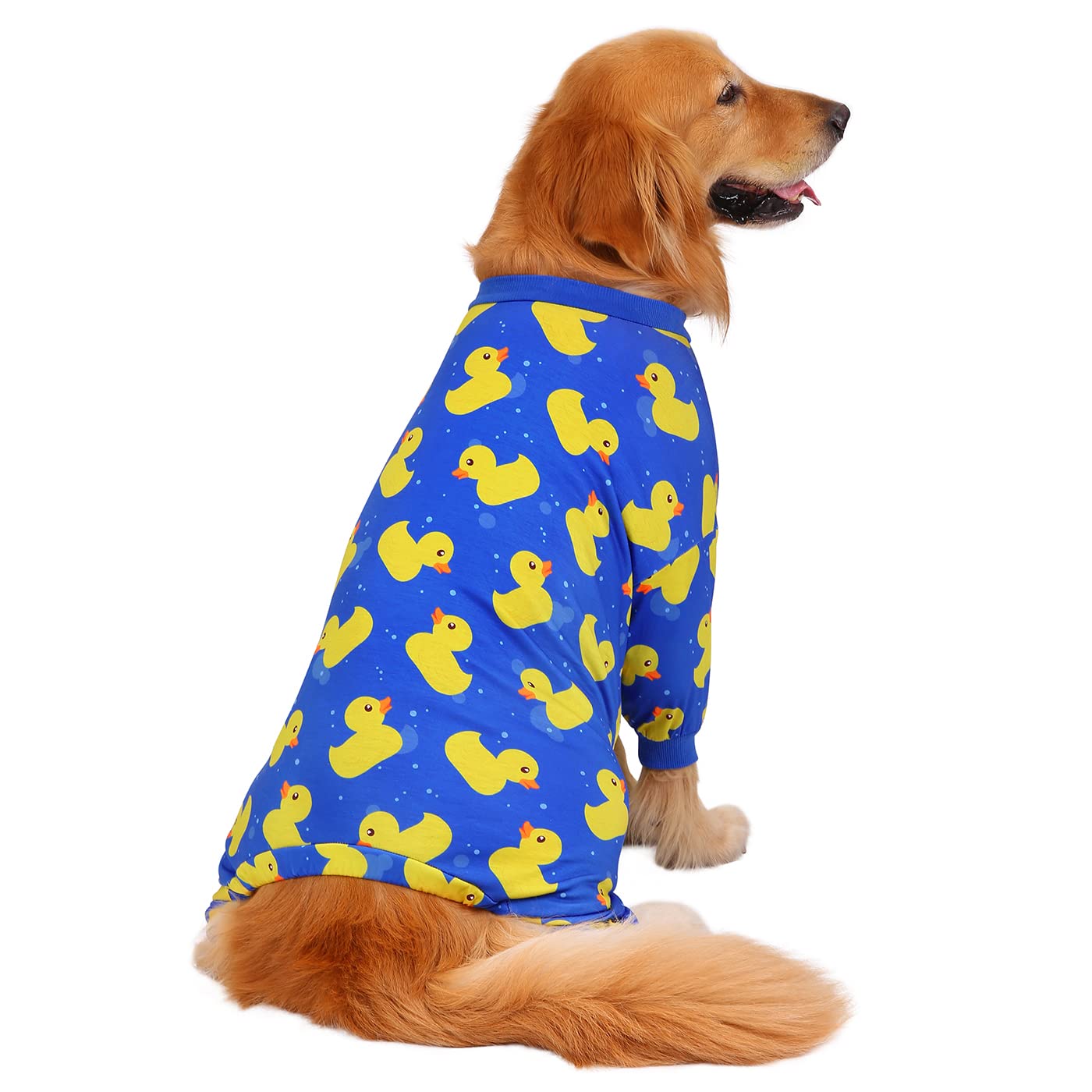 Hde Dog Pajamas One Piece Jumpsuit Lightweight Dog Pjs Shirt For M-3Xl Dogs Ducks Blue - 3Xl
