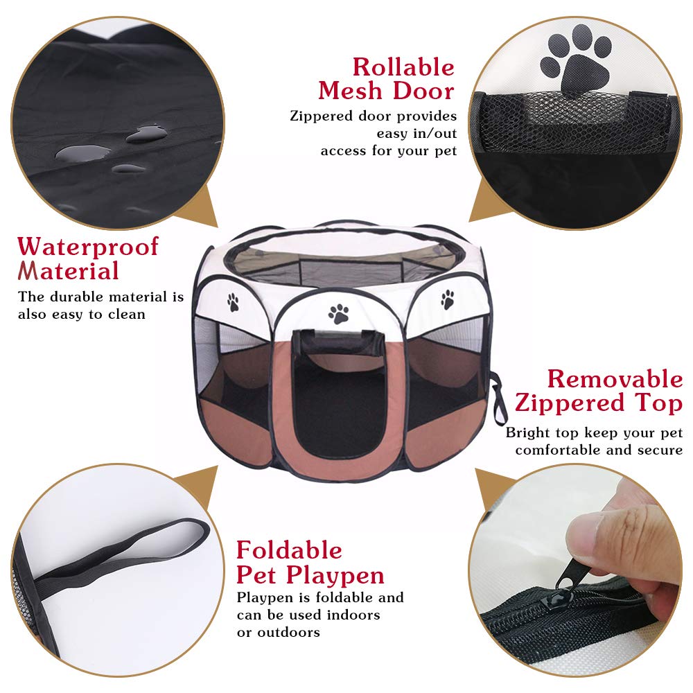Bodiseint Portable Pet Playpen, Dog Playpen Foldable Pet Exercise Pen Tents Dog Kennel House Playground For Puppy Dog Yorkie Cat Bunny Indoor Outdoor Travel Camping Use