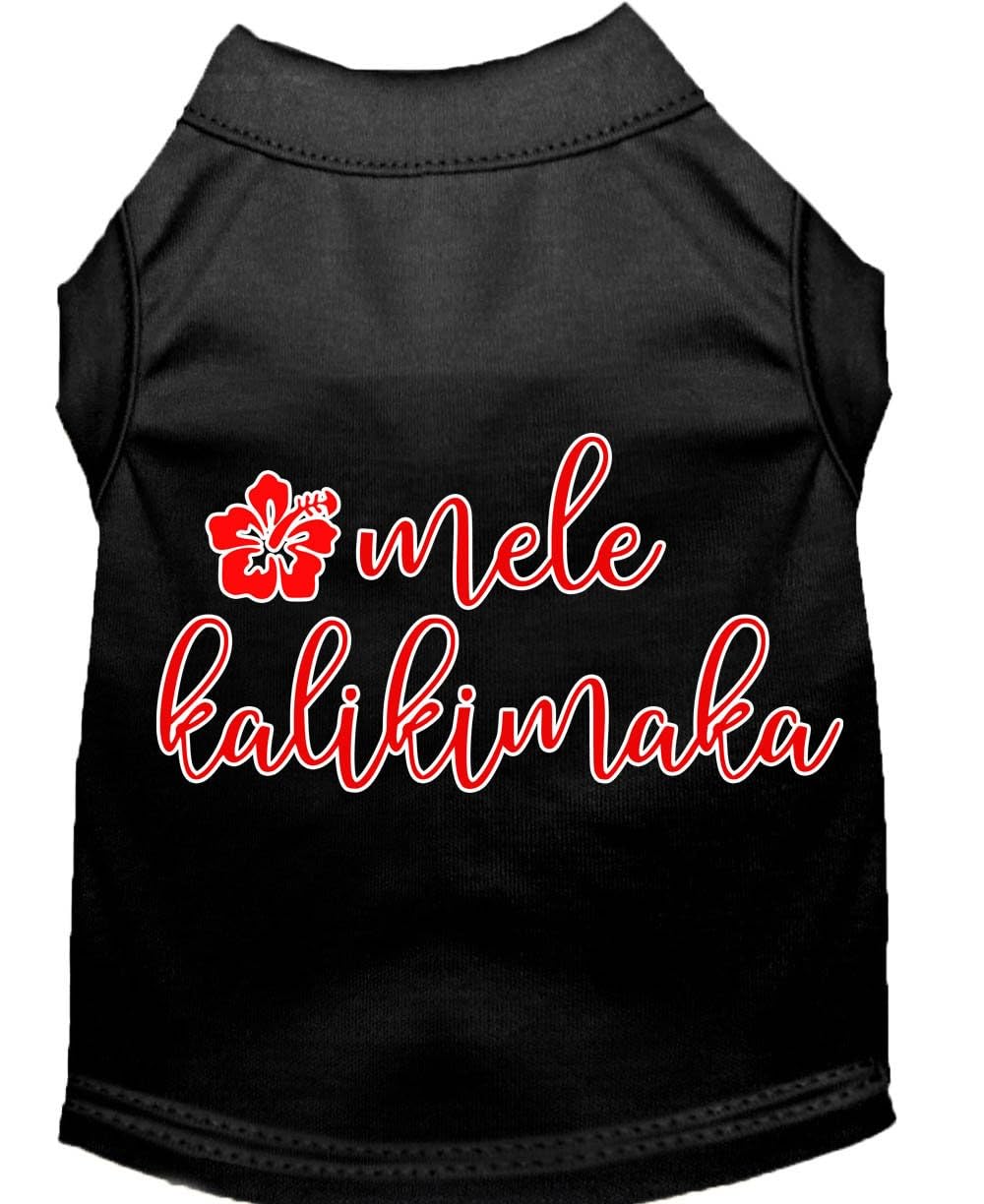 Christmas Pet Dog & Cat Shirt Screen Printed, "Mele Kalikimaka" Gray MD (6-10 lbs.)
