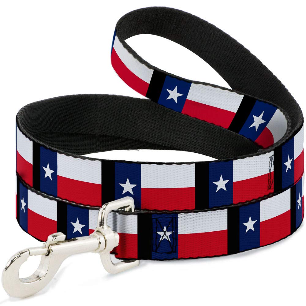 Dog Leash Texas Flag Black 6 Feet Long 0.5 Inch Wide