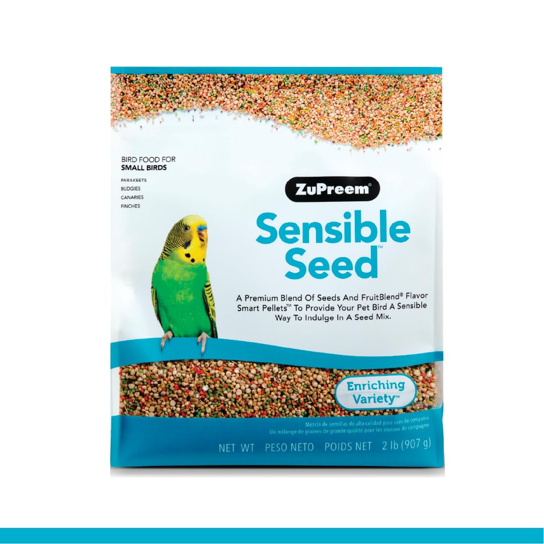 ZuPreem Sensible Seed Bird Food, Parakeet, Budgie, Parrotlet, Dove, Seed and Pellet Blend for Small Birds, Food Mixer Topper, En