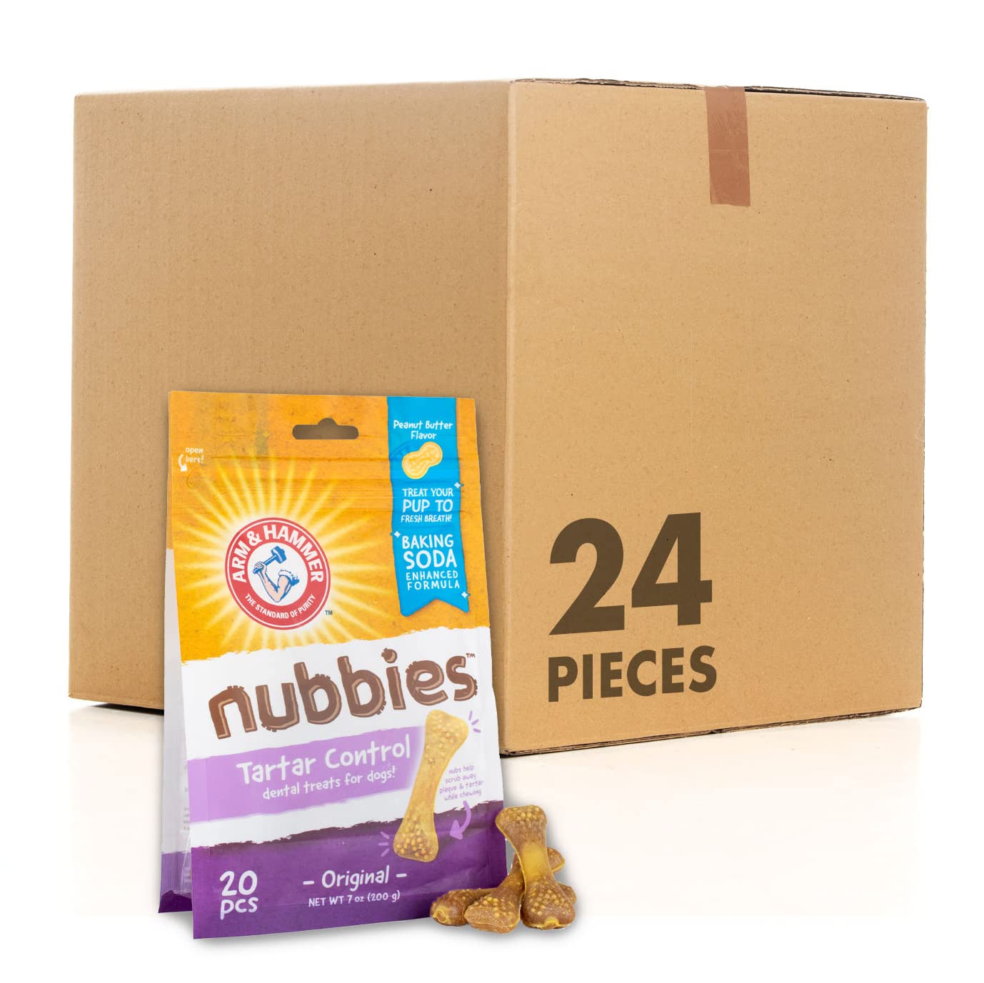 Arm & Hammer for Pets Nubbies Dental Treats for Dogs with Baking Soda & Calcium, Treat Chews Help Fight Bad Breath, Plaque & Tar