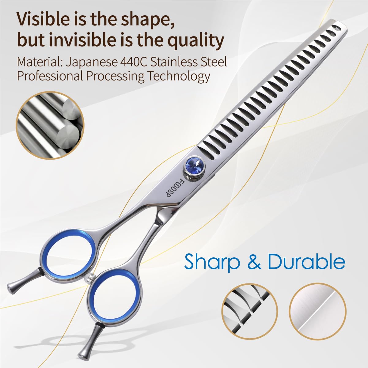 Chunkers Dog Grooming Scissors Left Handed 7.0' Professional Thinning Shears For Dogs Pet Grooming Scissors Chunkers Shears Dog