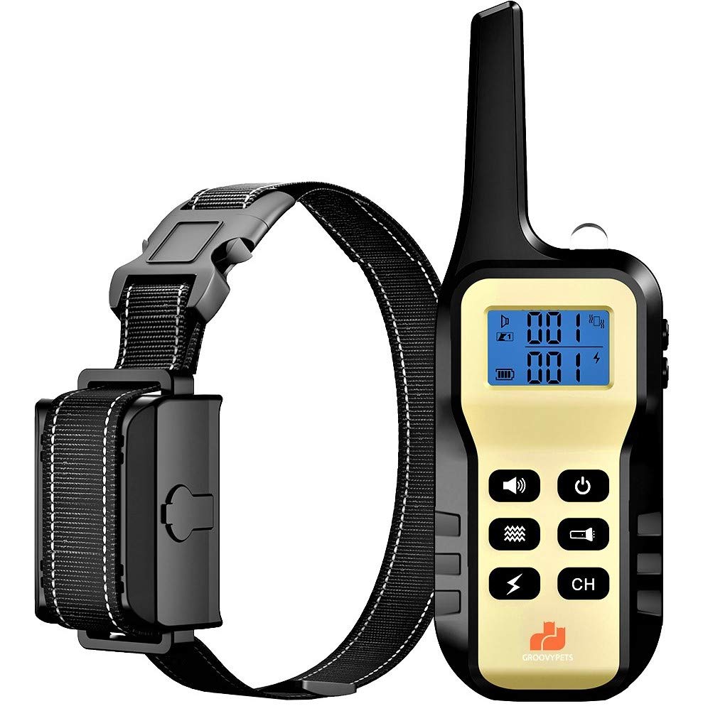 1100 Yd Remote Dog Training Shock Collar W/Auto Anti Bark, Humane Beep, Vibration, Static Shock And Waterproof Long Lasting Rechargeable Battery For Small Medium Large Dogs (One-Dog Kit)