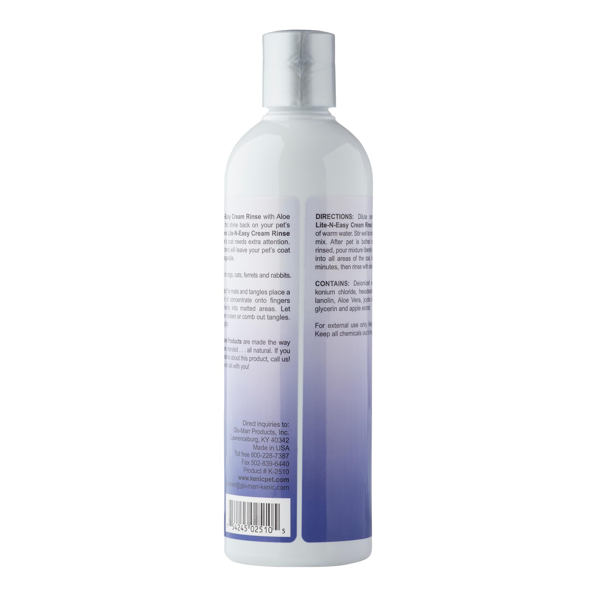 Kenic Lite-N-Easy Detangling Pet Cream Rinse - Anti-Tangle Conditioning for Dogs, Cats, Rabbits & Ferrets, Softening Shine Formu