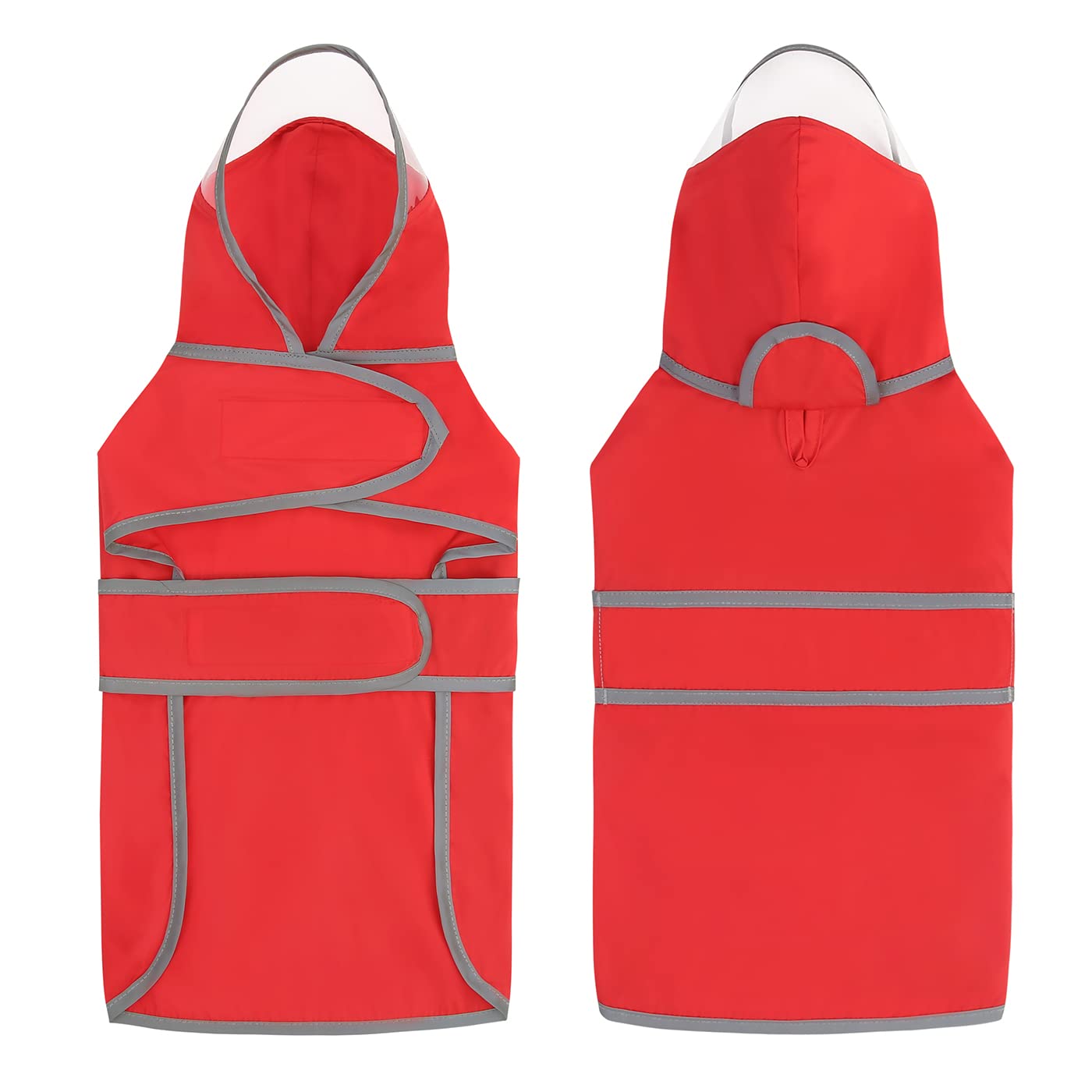 Hde Dog Raincoat With Clear Hood Rain Jacket Poncho For Small Medium Large Dogs Red - Xxl
