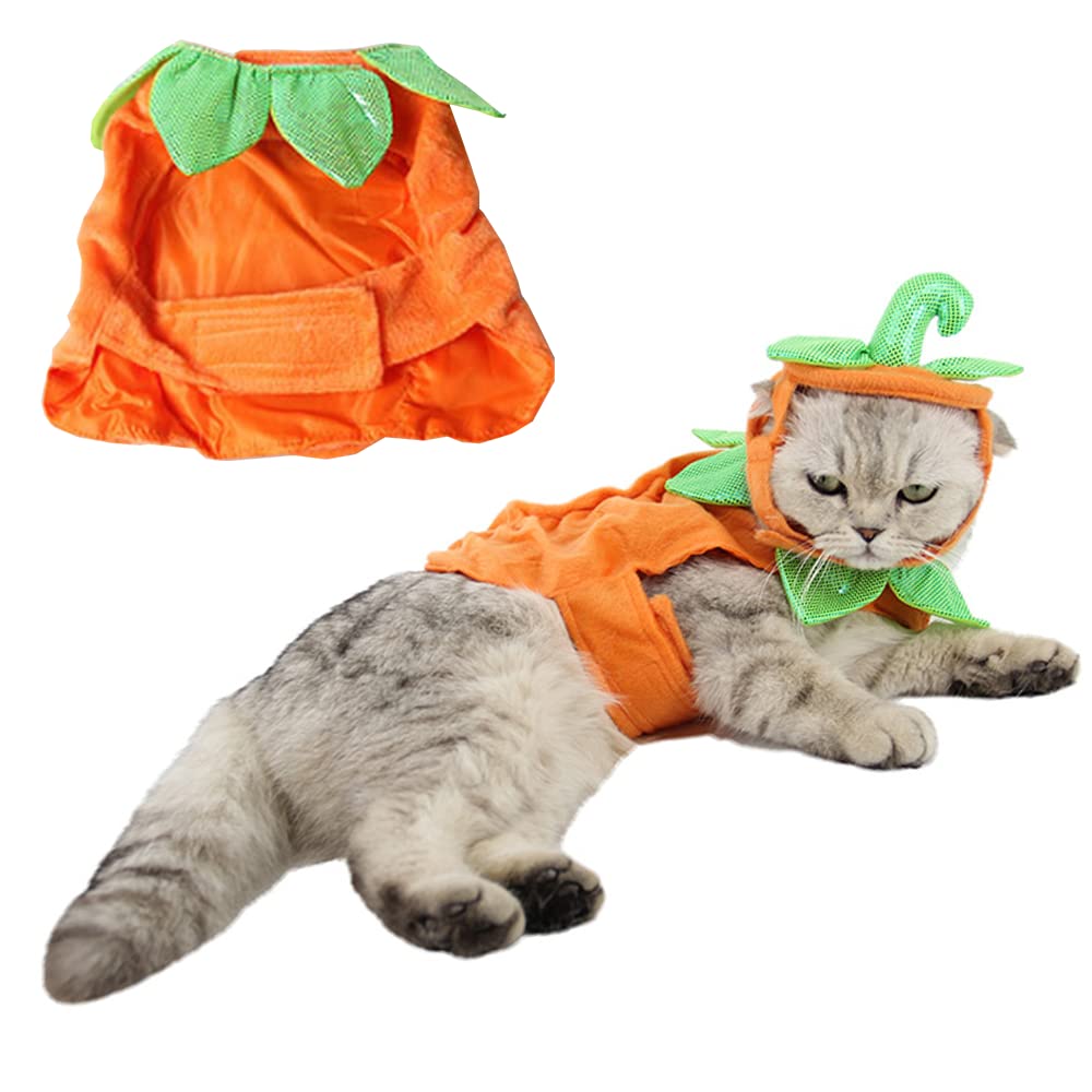 ANIAC Pet Pumpkin Costume Cat Halloween Hat Cloak Sets Puppy Poncho Dog Halloween Cosplay for Kitty Small Medium Sized Dog