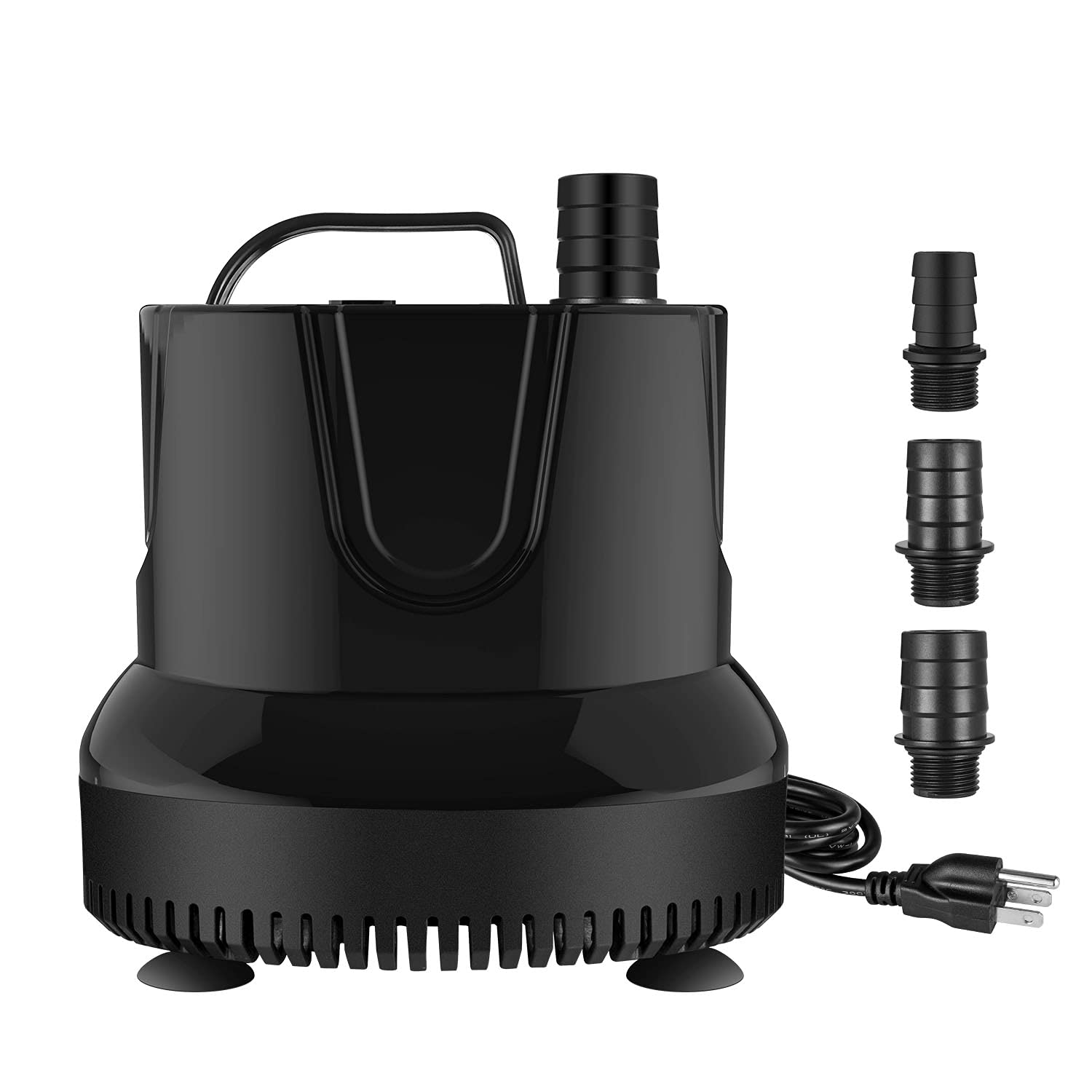 Simple Deluxe 660GPH Bottom Suction Submersible Water Pump (2500L/H, 45W) with 8.2ft High Lift, 3 Nozzles for Fish Tank, Pond, A