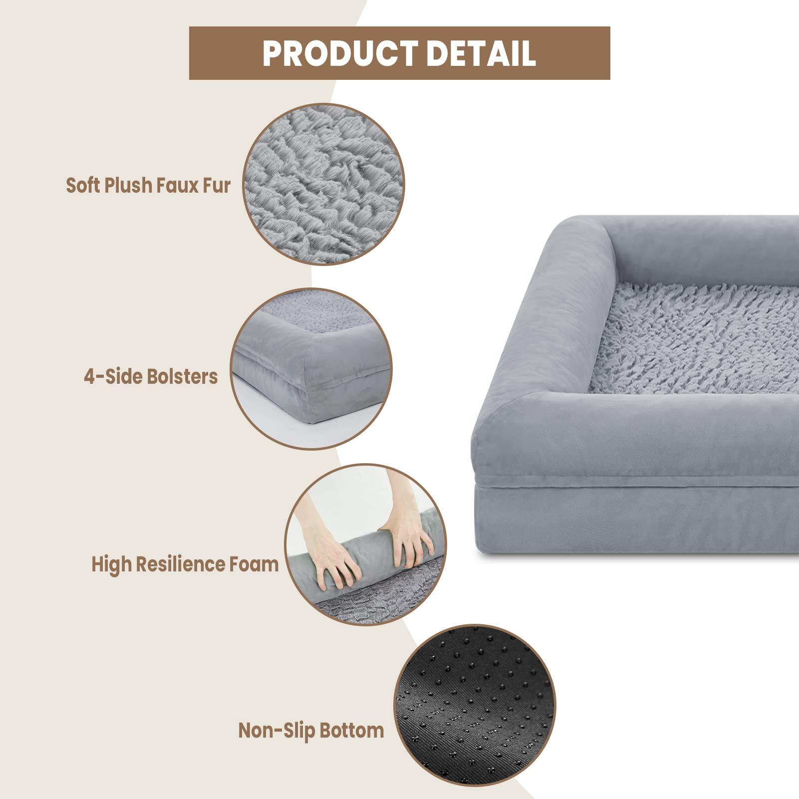 Yiruka Xl Orthopedic Gel Cooling Memory Foam Dog Bed - Washable With Removable Cover, Waterproof Non-Slip Bottom, Big Couch For
