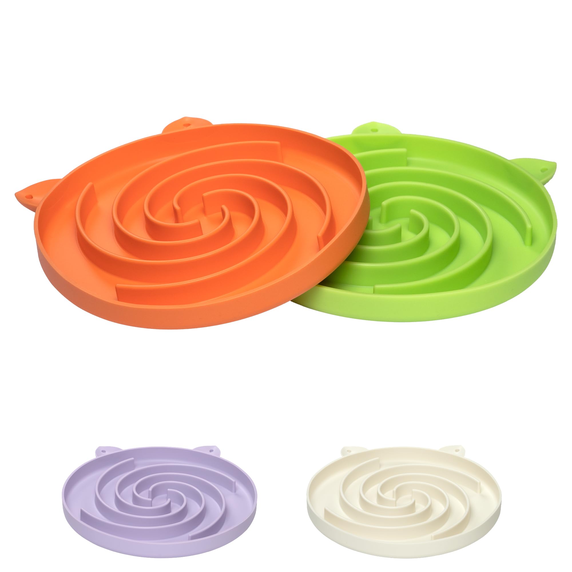 Bifeaw Slow Feeder Cat Bowl, Easy to Clean Silicone Bowl, Ideal for Dry and Wet Food (Orange and Cyan)
