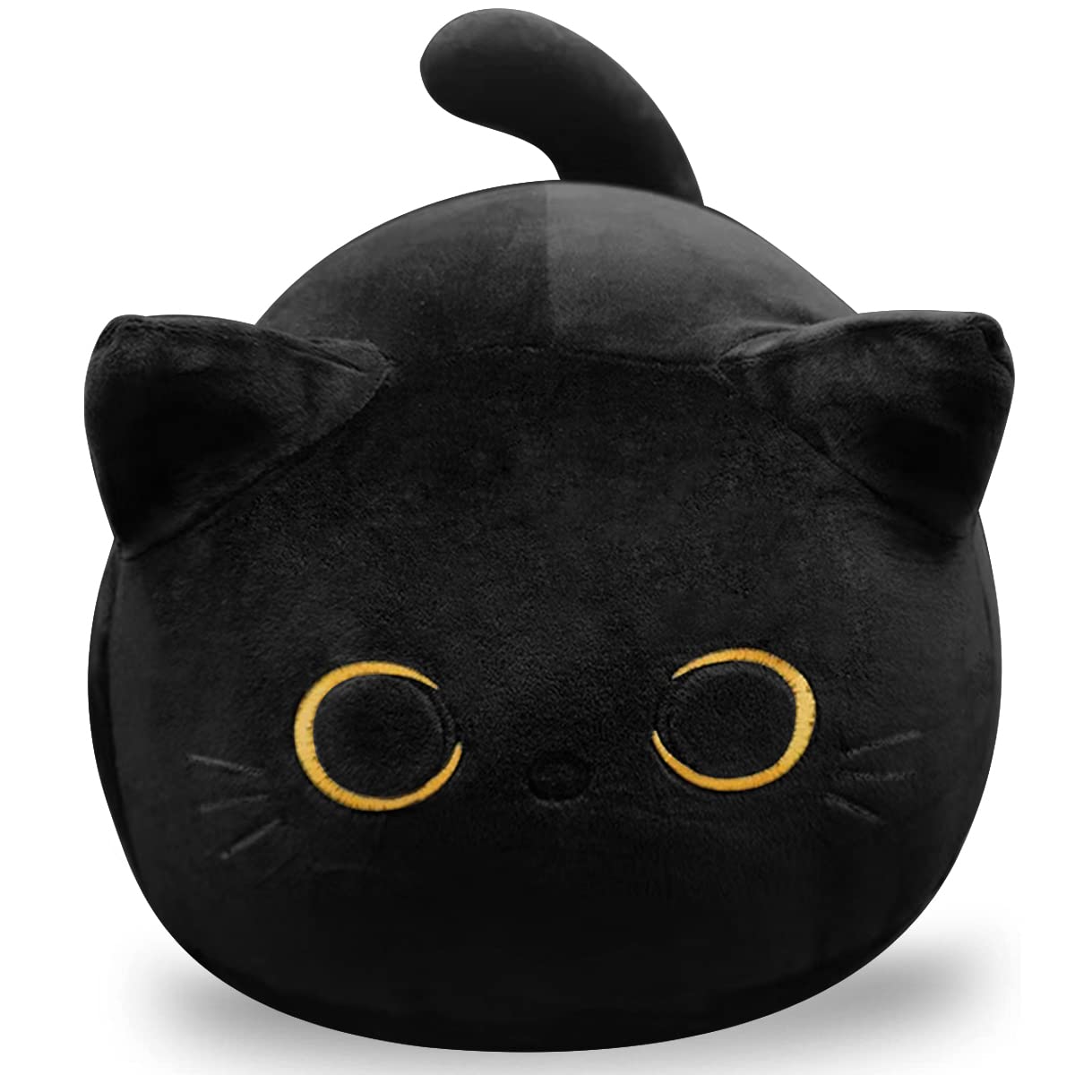 Chnbf 3D Black Cat Plush Toy, 17.7'' Black Cat Pillow, Animal Soft Plush Pillow Baby Plush Toy Cat Shape Design Cute Cat Waist C