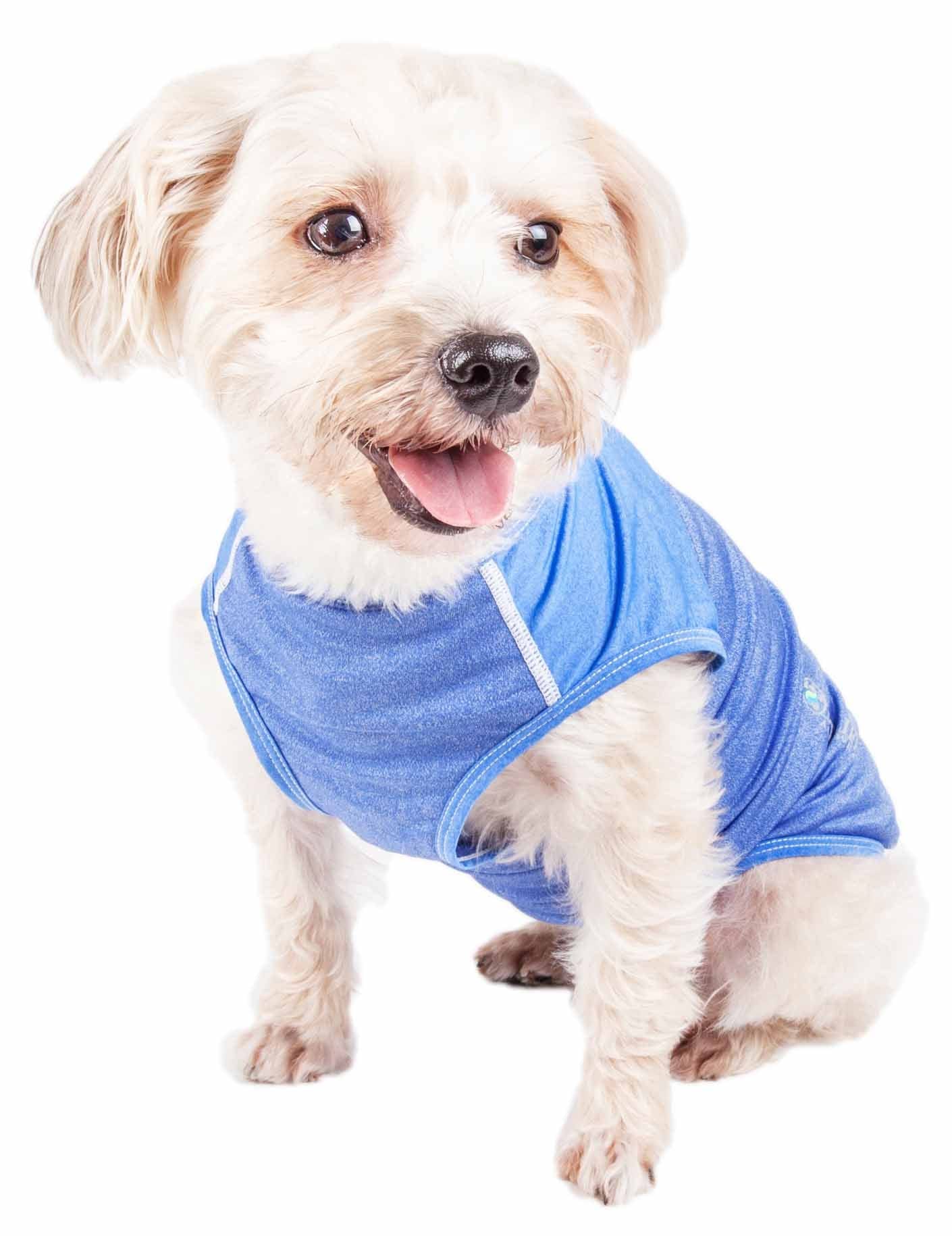 Pet Life Active 'Aero-Pawlse' Heathered Quick-Dry And 4-Way Stretch-Performance Dog Tank Top T-Shirt(D0102H7Lurg.)