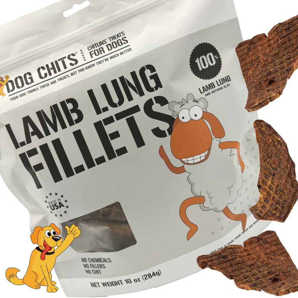 Dog Chits Lamb Lung Fillets Dog and Puppy Treats - Made in USA - Easy to Break - Slices - Random Shape - All Natural - Great for