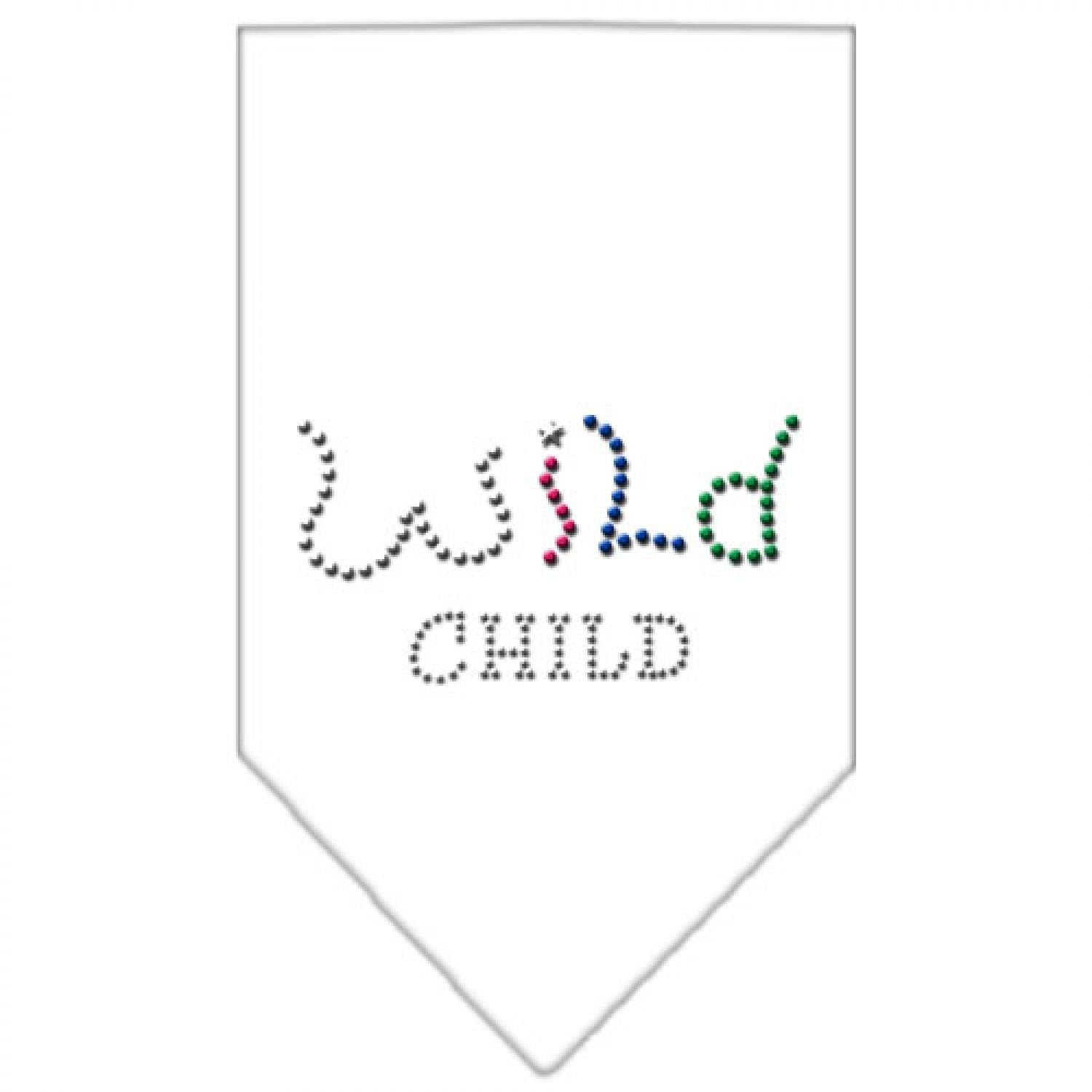 Pet and Dog Bandana Rhinestone, "Wild Child" White Large