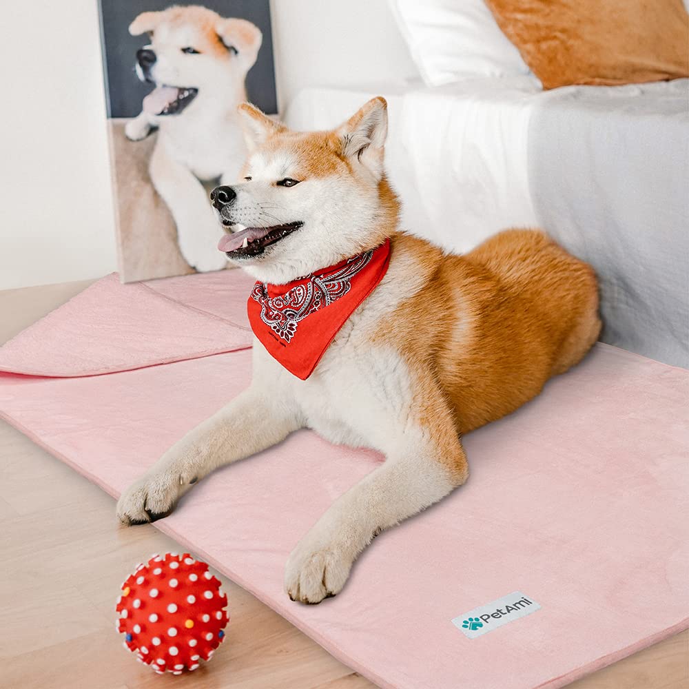 Petami Waterproof Dog Blanket For Small Medium Dogs, Pee Proof Pet Blanket Sherpa Fleece Couch Cover, Reversible Cat Throw Bed Sofa Protector, Soft Plush Washable Pad (Medium 29X40, Pink)