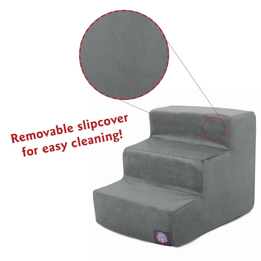 Majestic Pet 3 Step Portable Dog Stairs For Small Dogs To Get On Bed Supports 25 Lbs Or Less - Dog Steps For High Bed With Machi