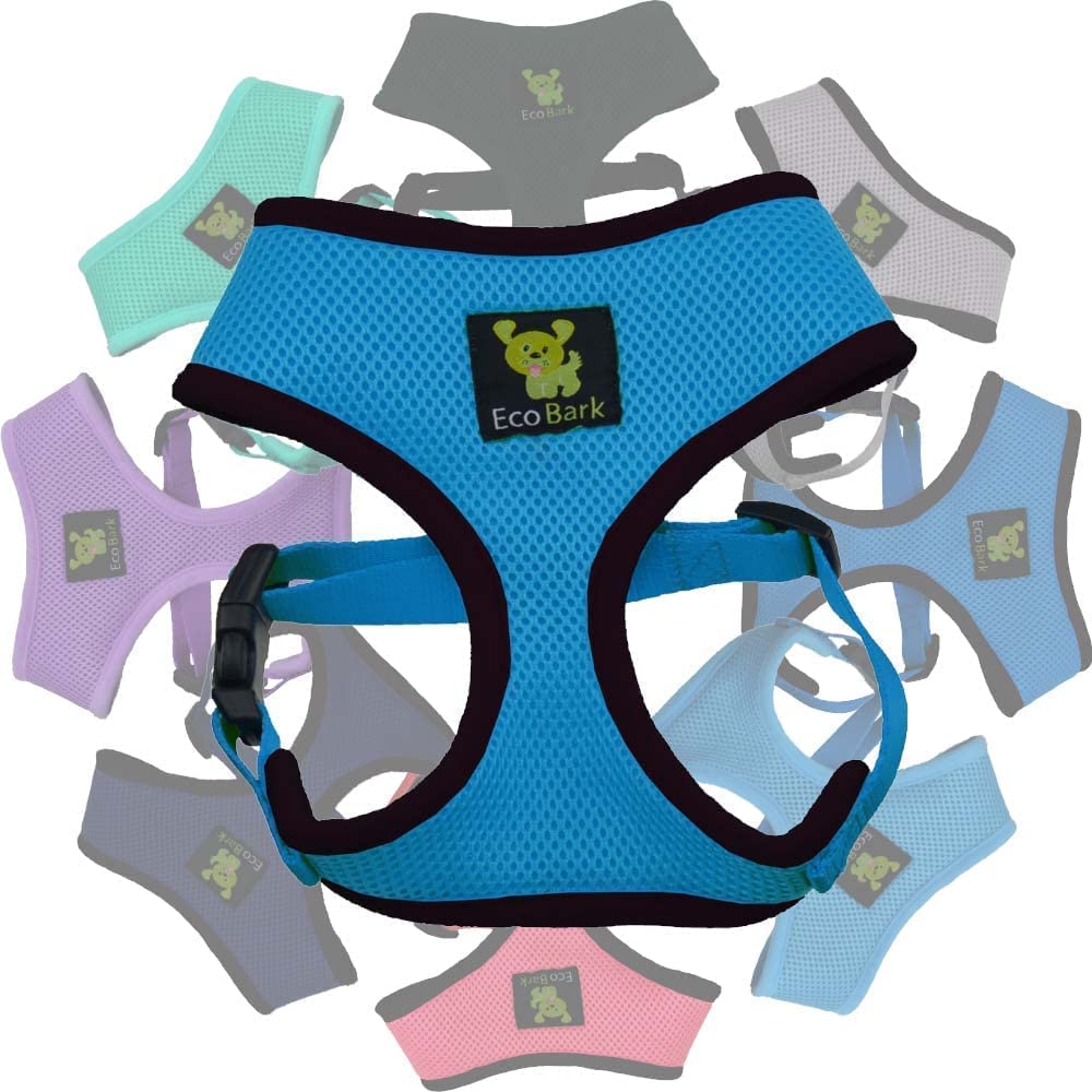 Ecobark Dog Harness - Eco-Friendly Max Comfort Harnesses - Luxurious Soft Mesh Halter - Over The Head Harness Vest- No Pull And No Choke For Small, Toy Breed, And Teacup Dogs (Xs, Teal Blue)