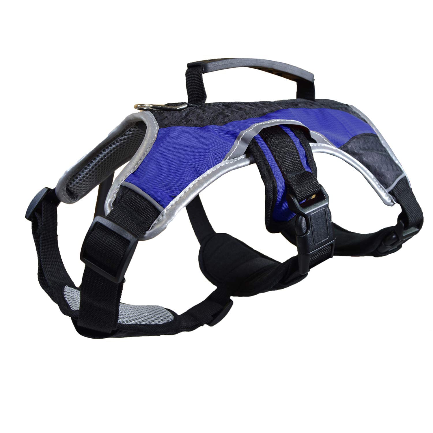 Peak Pooch - No-Pull Dog Harness - Padded, Mesh Fabric Dog Vest With Reflective Trim, Lifting Handles And Buckle Straps - Blue D