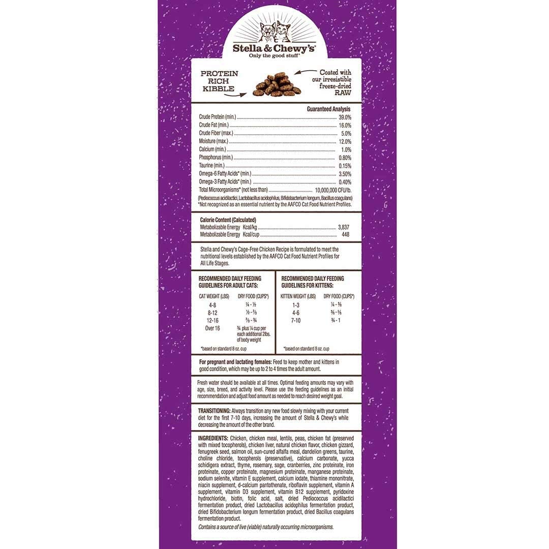 Stella & Chewys Raw Coated Cat Food - High Protein, Grain-Free Kibble with Cage-Free Chicken - Premium Digestive Support with P