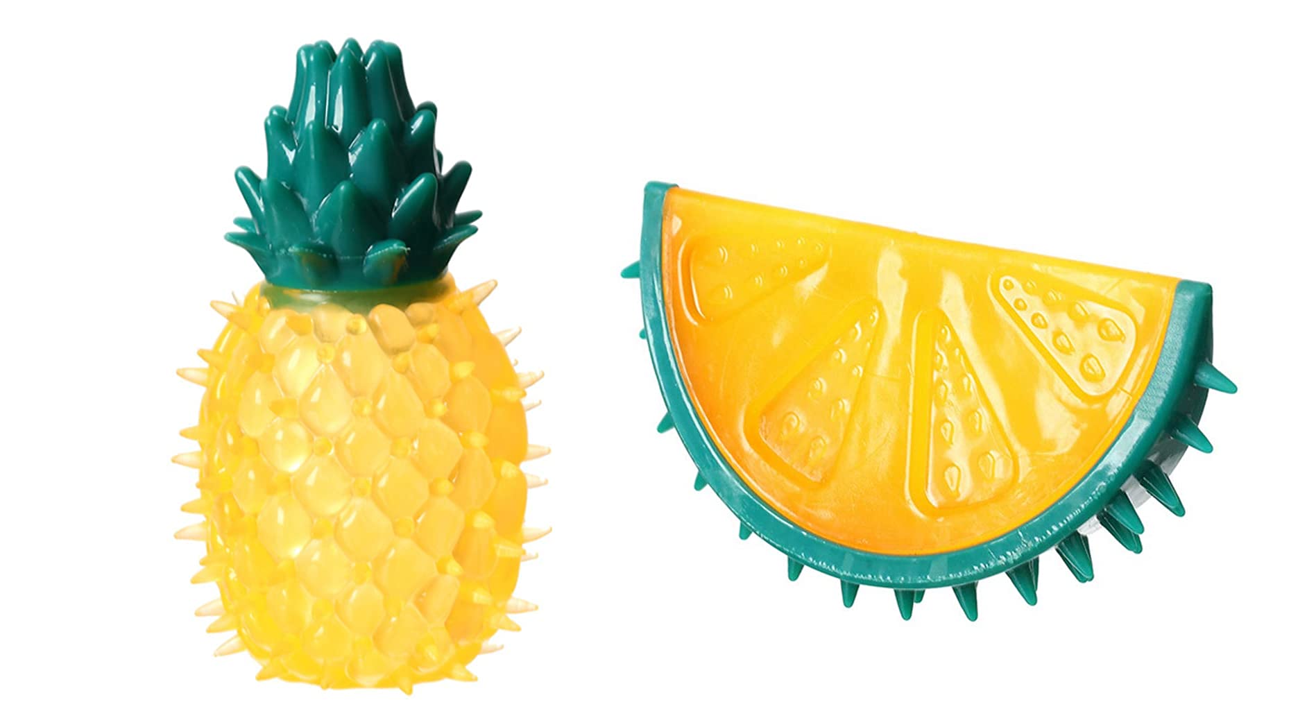 Rvpaws Rubber Squeaky Fruit Toys For Small & Puppies Dogs Combo (Pineapple+Lemon)