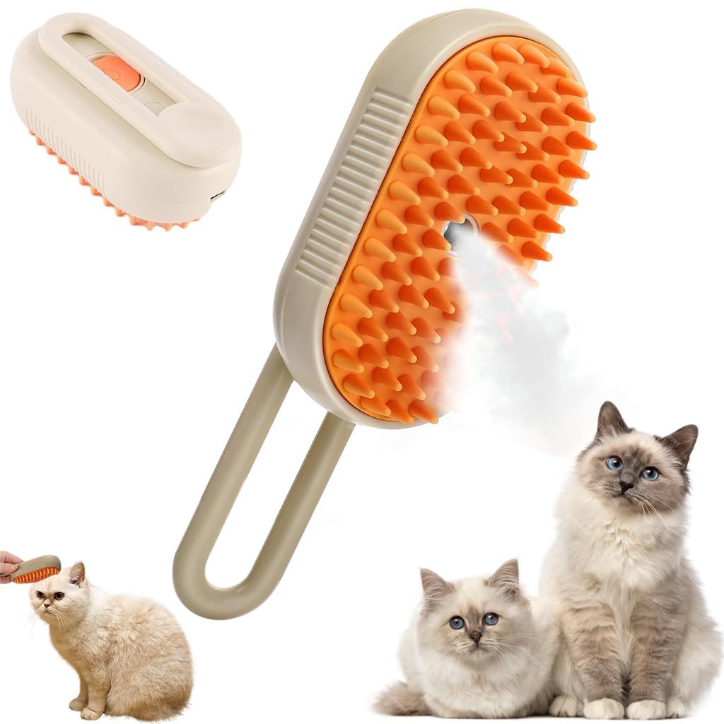 Bitrexup Cat Steam Brush, Cat Brush With Steam Comb For Dogs Cat Hair Brush, Electric Pet Steam Hair Brush With Rotatable Handle