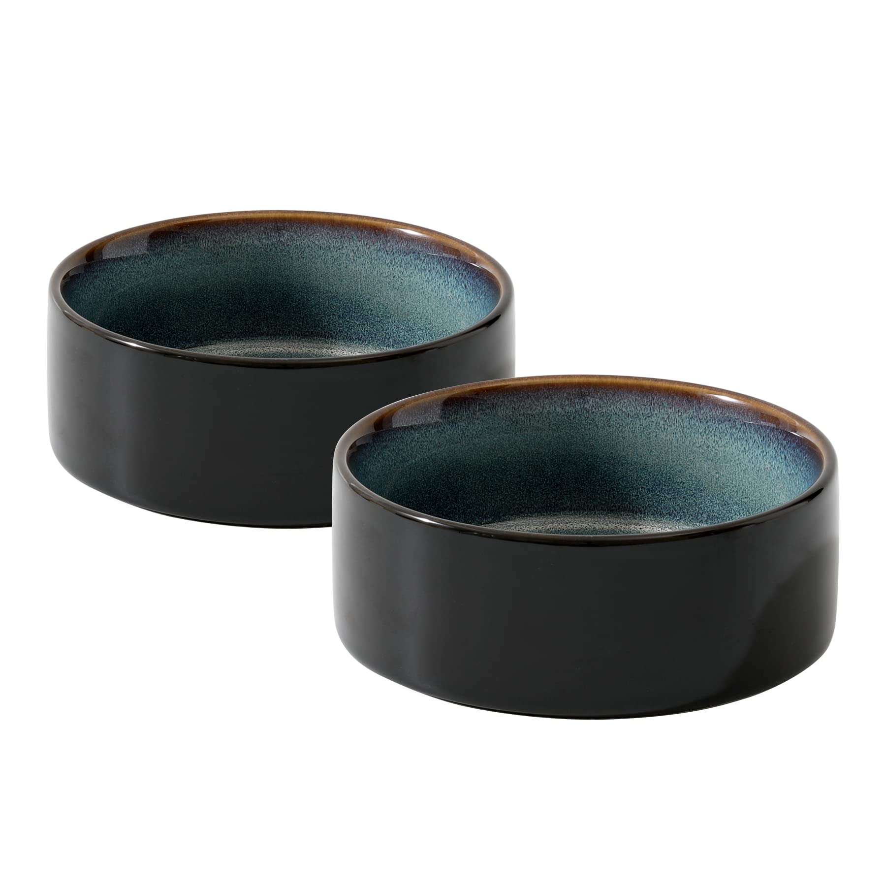 Havniva Ceramic Cat Bowls, 2pcs Starry Sky Food and Water Dishes (5.1inch)