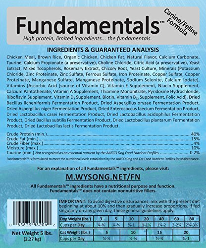 Wysong Fundamentals Canine/Feline Formula Dry Dog/Cat Food, Four, 5 lb. bags