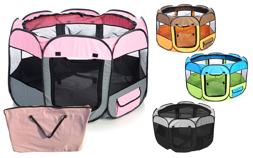 All-Terrain Lightweight Easy Folding Wire-Framed Collapsible Travel Pet Playpen(D0102H7LCKY.)