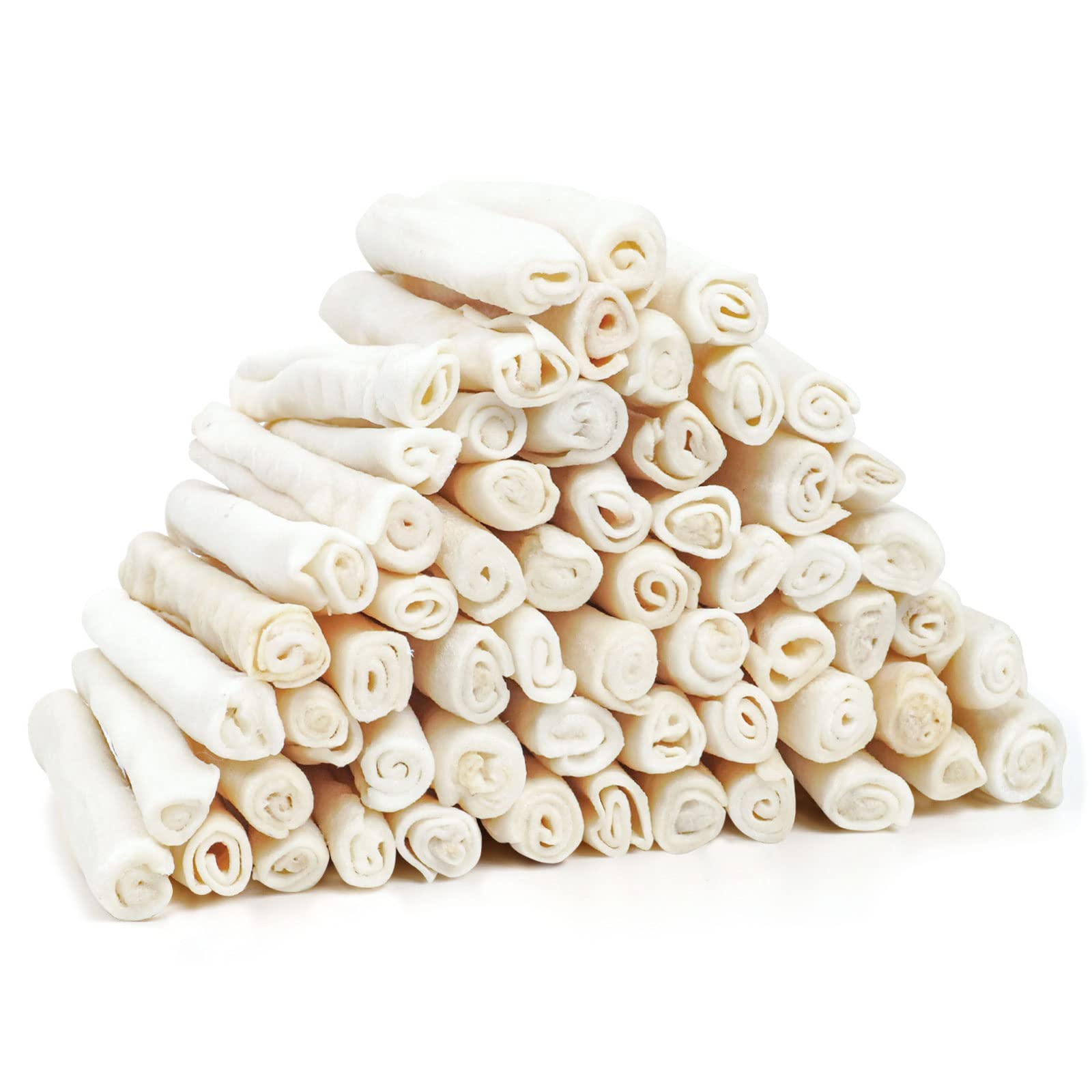 MON2SUN Dog Rawhide Rolls Twist Sticks 6.5 Inch Chew Treats Natural Flavor 60 Count for Puppy and Small Dogs
