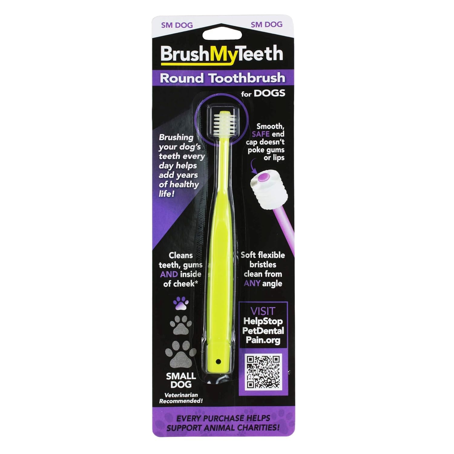 Brush My Teeth Small Dog Toothbrush, Rounded Brush Head Soft Flexible Bristles, Safe and Gentle Brushing for Small Dogs, Small 