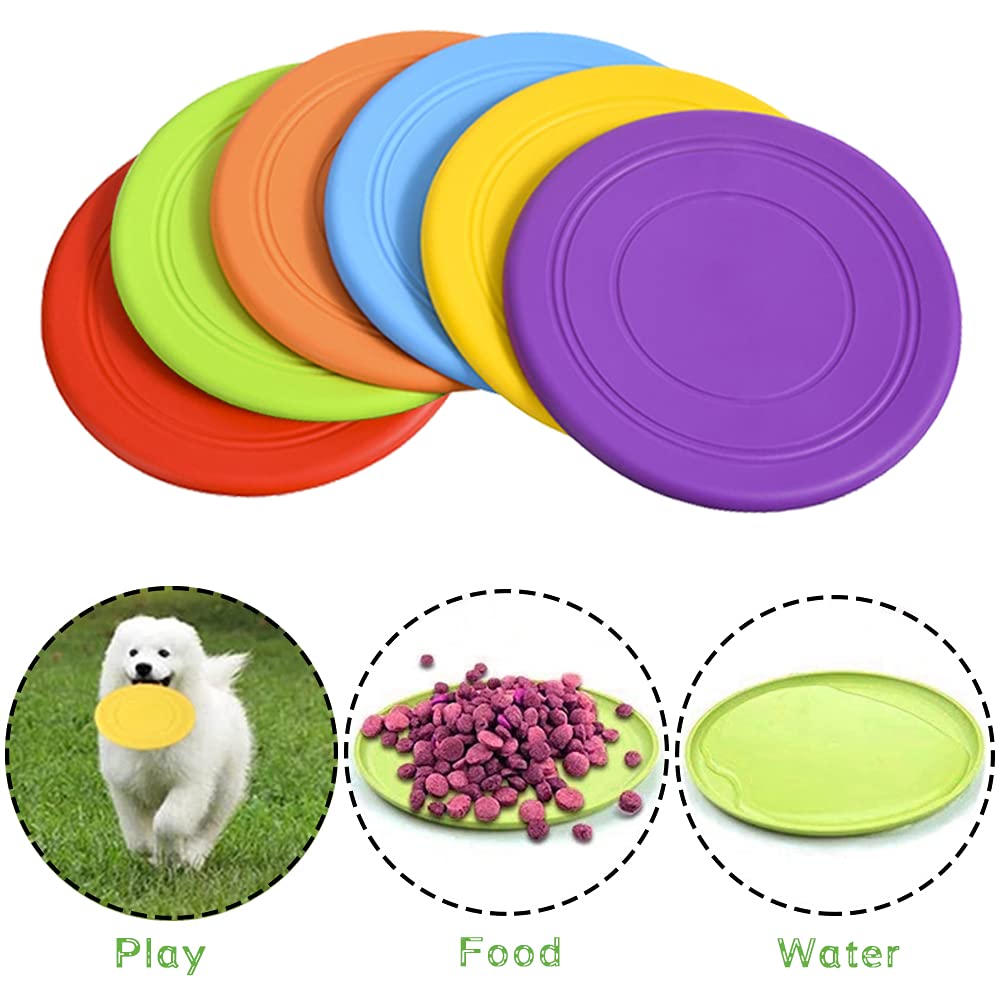 Bvrbaory 6 Pack Dog Flying Discs - Interactive, Soft Floating Saucer For Small, Medium Dogs - Safe On Teeth