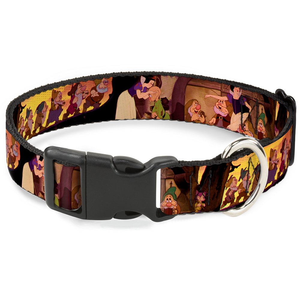 Buckle-Down Snow White & The Seven Dwarfs Scenes Plastic Clip Collar, Narrow Medium/7-13'