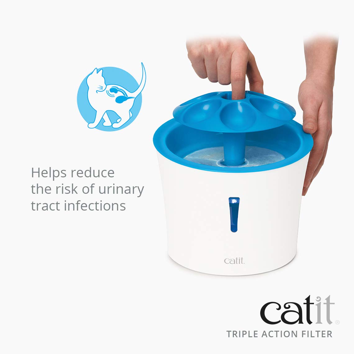Catit Triple Action Water Fountain Filters - 5-Pack, Stainless Steel, White, Model 43746