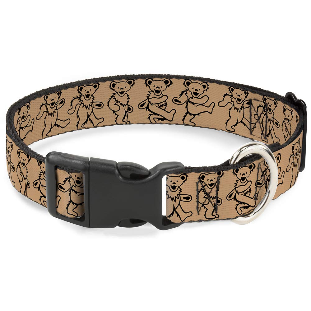 Buckle-Down Dog Collar Plastic Clip Dancing Bears Tan Black 16 to 23 Inches 1.5 Inch Wide, Multicolor, PC-WGD003-WM