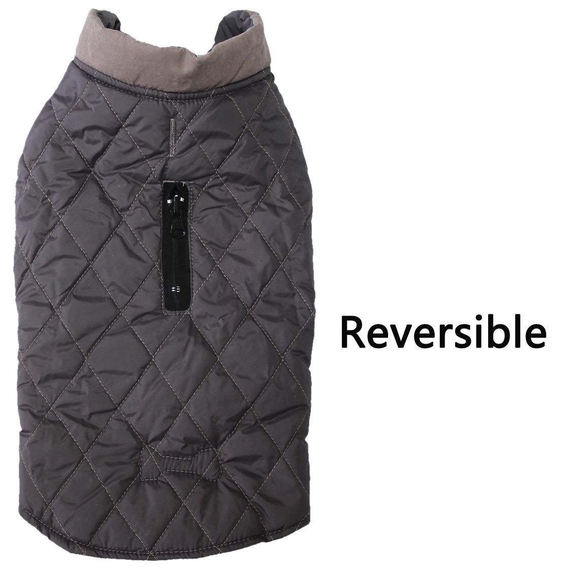 Vecomfy Reversible Dog Coats For Small Dogs Waterproof Warm Puppy Jacket For Cold Winter,Grey S