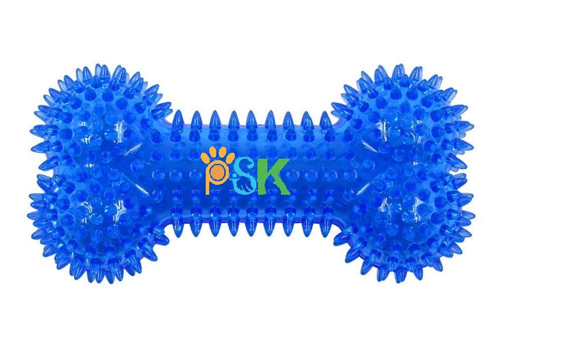 Psk Pet Mart Tpr Materal Spike Dumbbell Dog Puppy Chew Teething Rubber Toy(Blue)