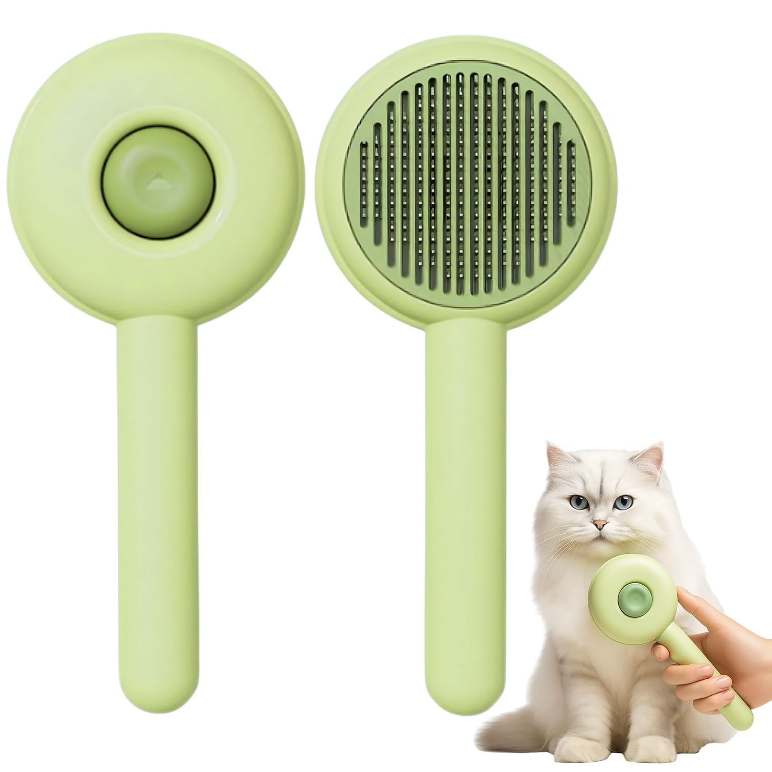 Xvia Self Cleaning Slicker Brush For Dogs & Cats  Gentle DeShedding & DeMatting Tool With Safe Rubber Tips, Ergonomic Grip  