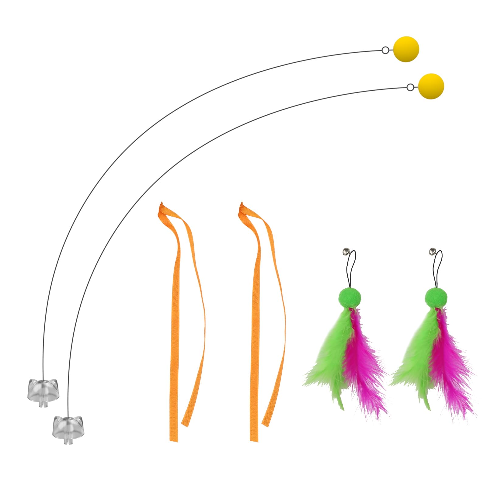 Oxawo Interactive Cat Toys Cat Exercise Tumbler, Rechargeable Cat Toys For Indoor Cats Spin Butterfly Game Teasing Kitty, Extra Long Feather Wand (Attachment)
