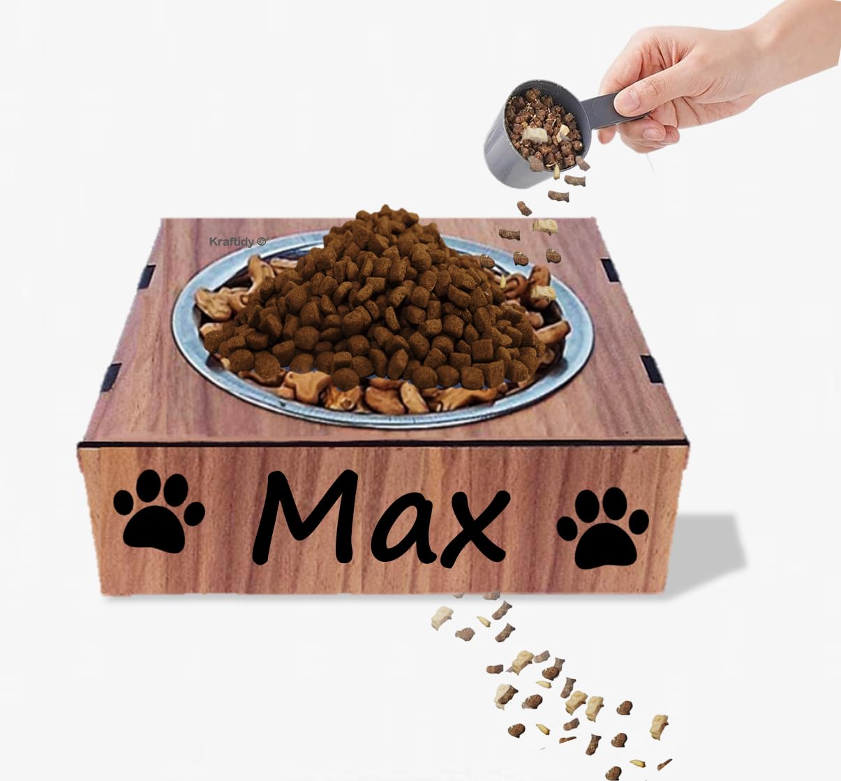 Kraftidy Dog And Cat Feeding Bowl With Name Customized For All Breeds Small Medium Or Large Adult Big Size Dogs Food Eating Or W
