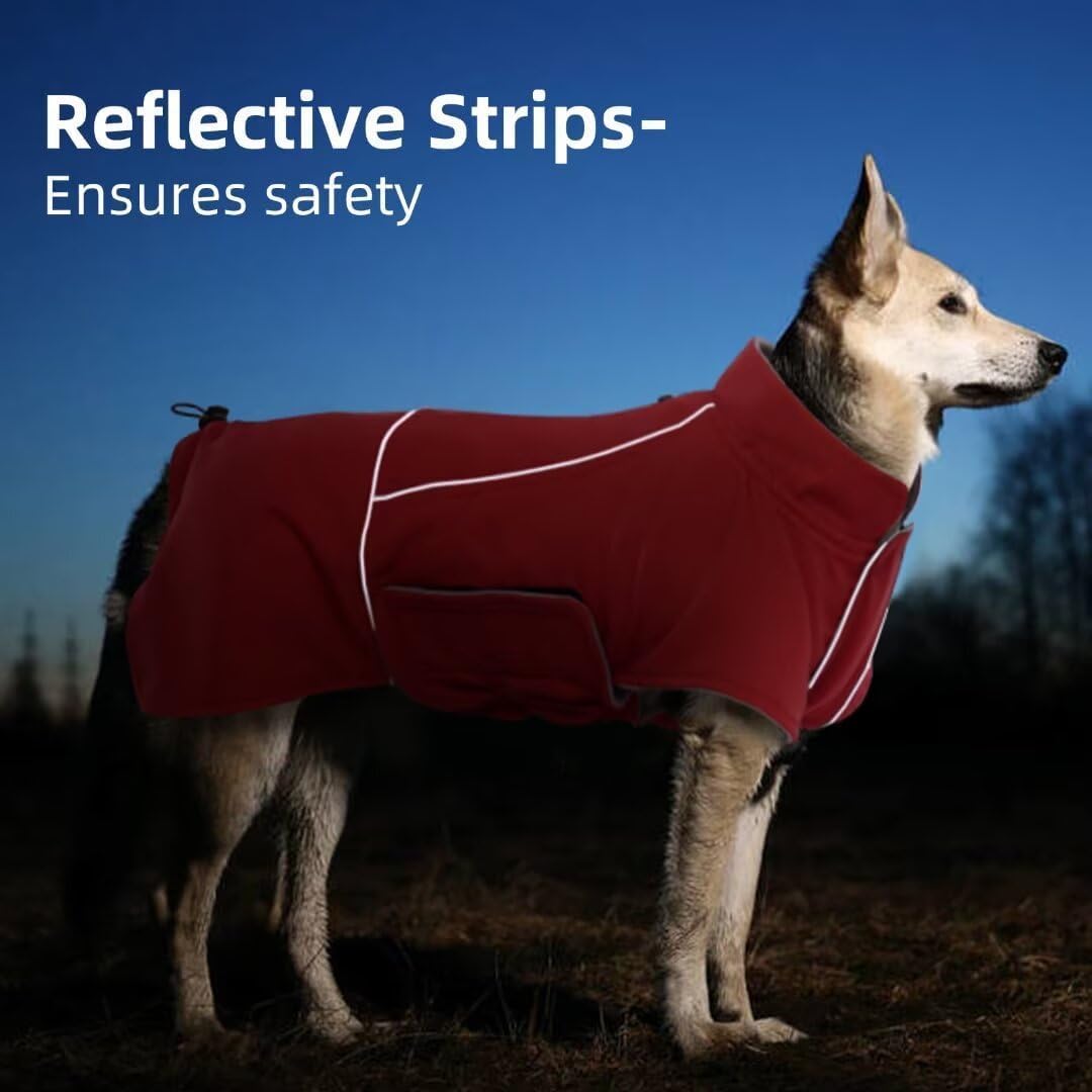 Migohi Dog Coat - Waterproof, Warm, Perfect For Hiking & Camping, Fits Medium Dogs & Schnauzer, Jack Russell Terrier, Red