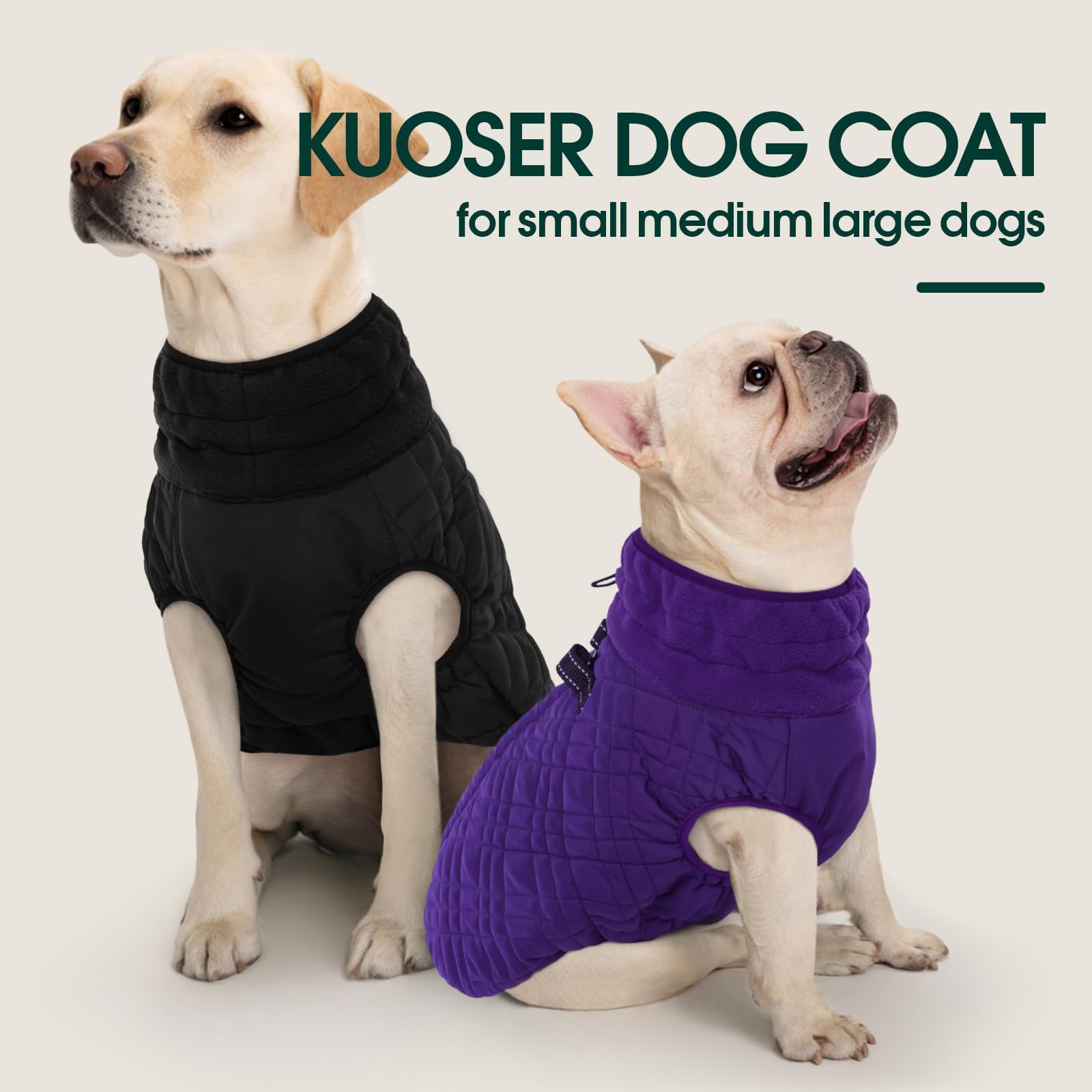 Kuoser Winter Dog Jacket - Medium Dogs, Cold Weather Coats, Snow Jacket & Vest For French Bulldog, Boston Terrier