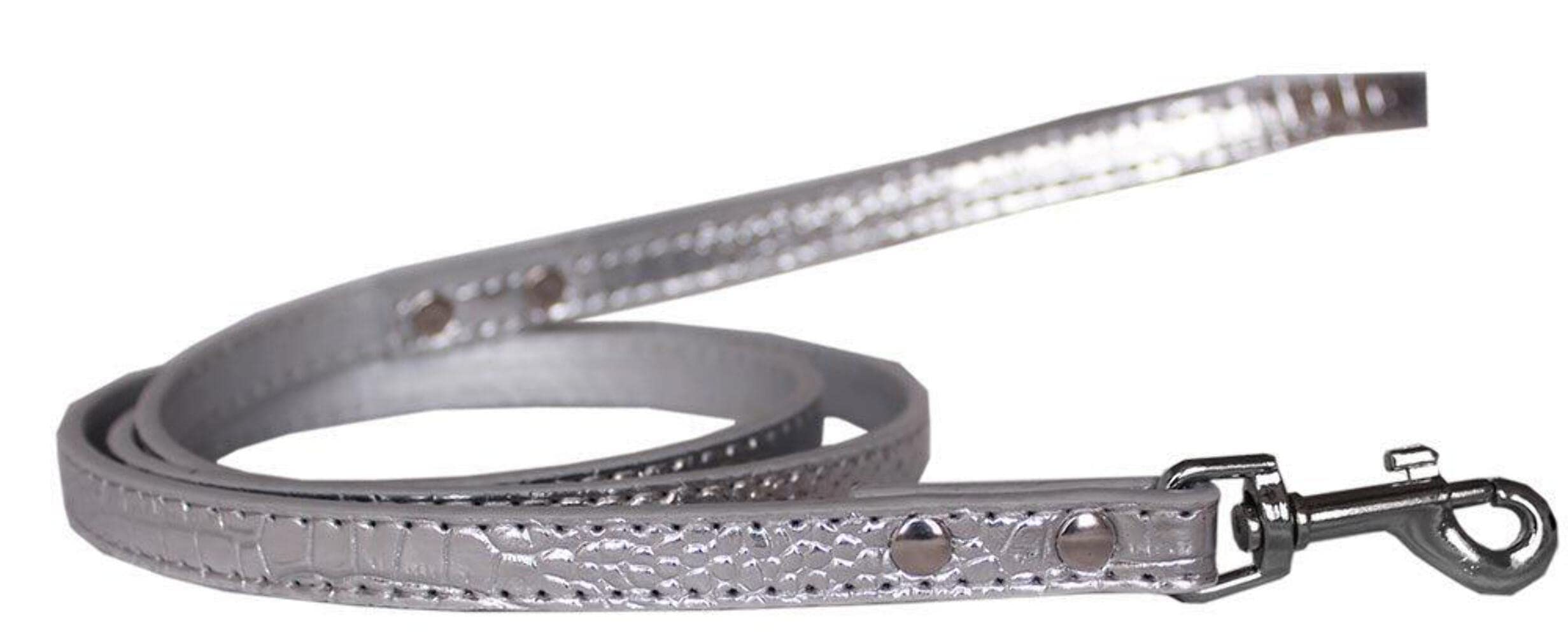 Dog, Puppy & Pet Designer Croc Leash Blank, Plain Silver 1/2" wide x 4' long