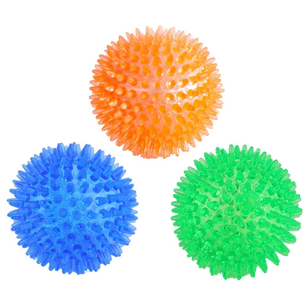 Pet Guard Squeaky Balls for Dogs Small, Fetch Balls for Dogs Rubber 3 Pack Bright Colors TPR Puppy Toys Dog Toy Balls Dog Squeak