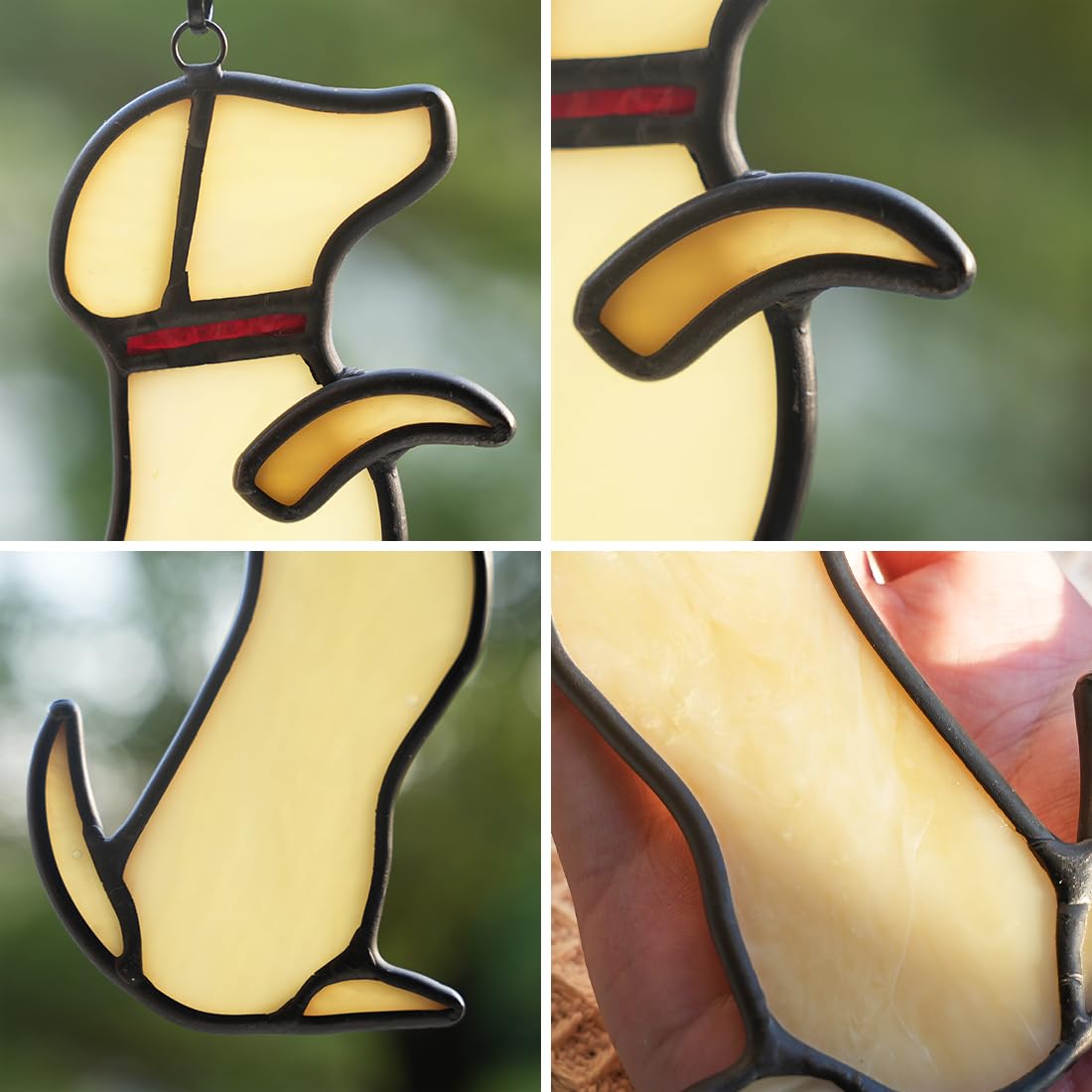 Boxcasa Dog Memorial Gifts Stained Glass Suncatcher,Unique Yellow Dog Themed Stained Glass Window Hanging,Loss Of Dog Sympathy G