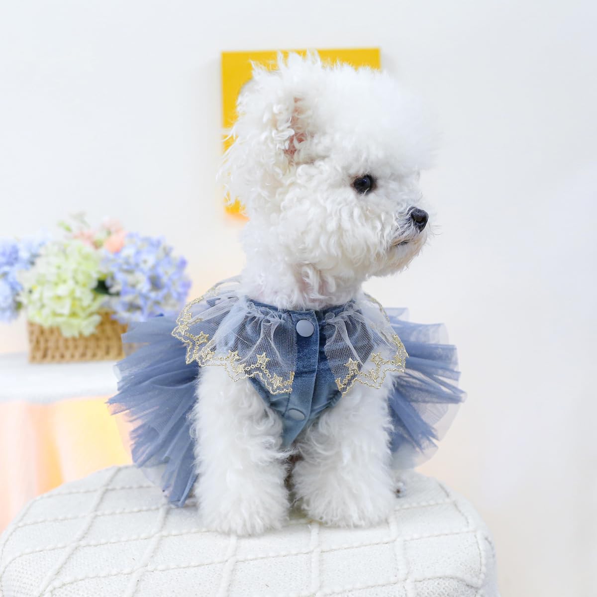 Marupet Fashion Sweet Puppy Dog Blingbling Princess Skirt Pet Dog Lace Cake Camisole Tutu Dress D-Navy S