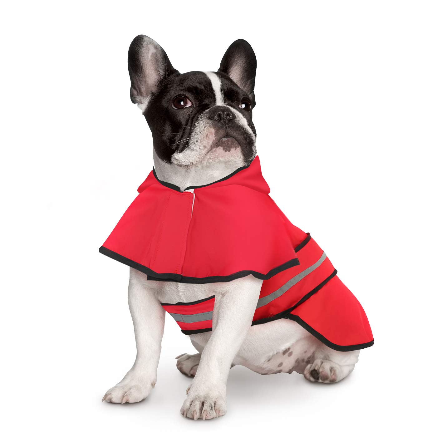 Hde Dog Raincoat Hooded Slicker Poncho For Small To X-Large Dogs And Puppies Red - M