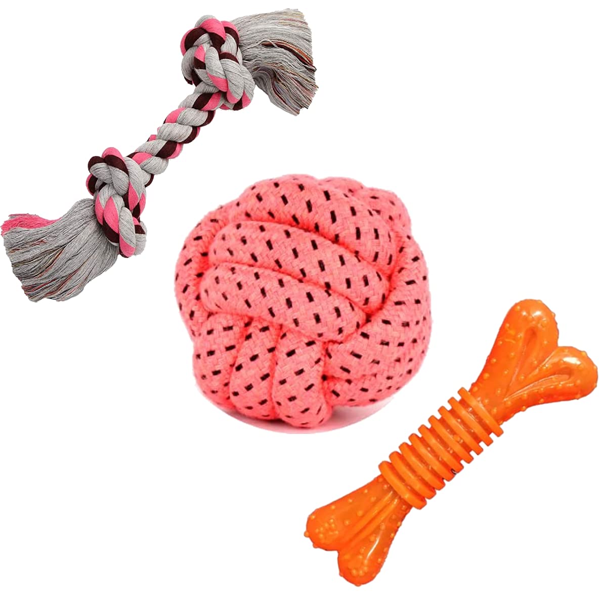 Youhavedeal Puppies And Dogs Chew Rope Toy For Small To Medium Dogs  Cotton Interactive Teething Playing With Chew Bone Free (3